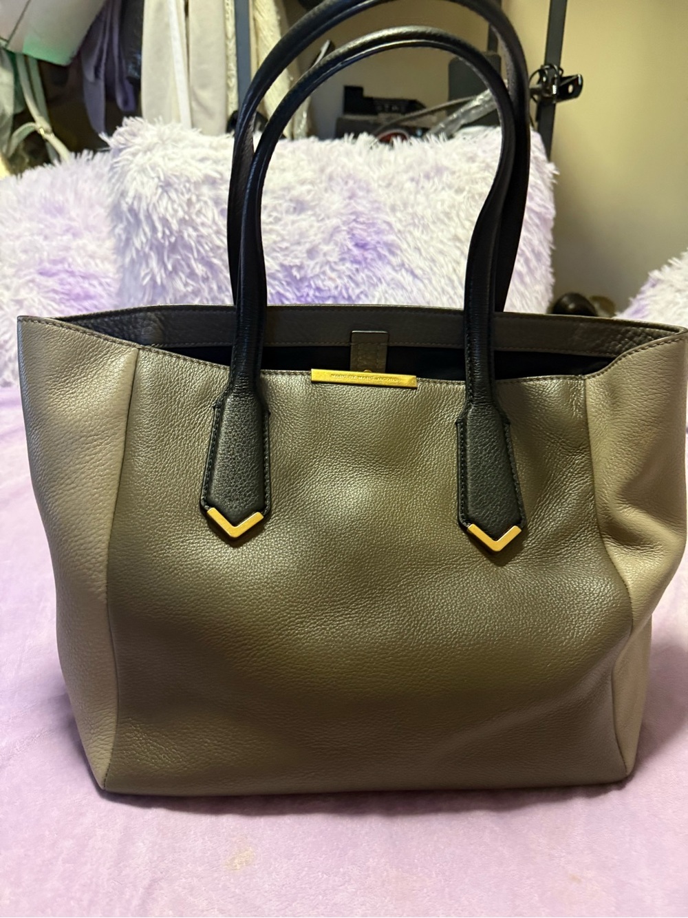 Marc by Marc Jacobs Metropolitote Colorblock Leather Tote.In taupe olive&black